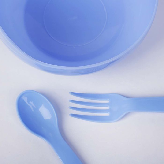 Набор детской посуды, 3 предмета: миска 250 мл, ложка, вилка, от 5 мес., цвета МИКС - фото 1889215979