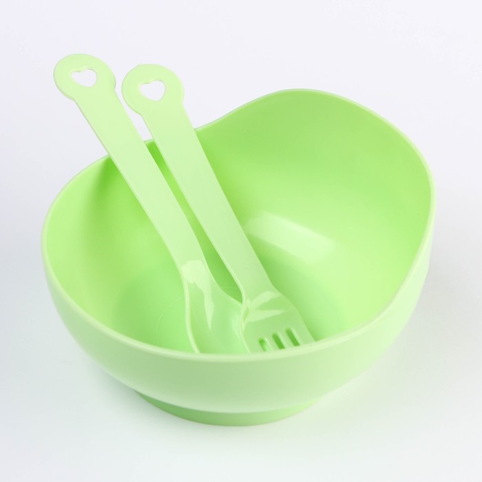 Набор детской посуды, 3 предмета: миска 250 мл, ложка, вилка, от 5 мес., цвета МИКС - фото 1889215972
