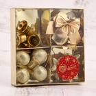 Ёлочные игрушки «Сюрприз», шары новогодние, набор 16 шт. (4 колокол, 4 шара, 4 звезды, 4 банта), золотистый - Фото 3