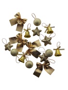 Ёлочные игрушки «Сюрприз», шары новогодние, набор 16 шт. (4 колокол, 4 шара, 4 звезды, 4 банта), золотистый - Фото 8