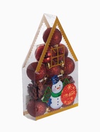 Ёлочные игрушки «Зимний лес», шары новогодние, набор 12 шт. (9 шаров,3 шишки), красный - Фото 7