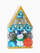 Ёлочные игрушки «Домик», шары новогодние, набор 12 шт. (9 шаров,3 шишки), серебристый/голубой - фото 118554472 Ёлочные игрушки «Домик», шары новогодние, набор 12 шт. (9 шаров,3 шишки), серебристый/голубой - фото 118554472