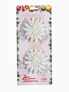 Ёлочные игрушки 2 шт. «Зимнее волшебство. Бантик с астрой» пластик,11×9 см, белый - Фото 6