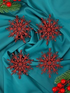 Ёлочные игрушки набор 4 шт. «Зимнее волшебство. Снежинка», d=9 см, МИКС - Фото 4