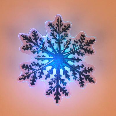 Световая картинка на магните "Снежинка"(батарейки в комплекте), оптоволокно, 1 LED, RGB