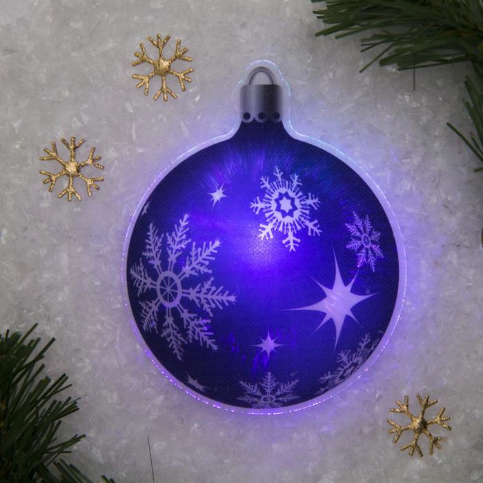 Световая картинка на прищепке "Елочный шар"(батарейки в комплекте), оптоволокно, 1 LED, RGB - Фото 1