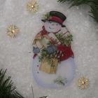 Световая картинка на присоске "Снеговик"(батарейки в комплекте), оптоволокно, 1 LED, RGB - Фото 2