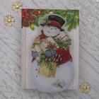 Световая картинка на присоске "Снеговик"(батарейки в комплекте), оптоволокно, 1 LED, RGB - Фото 3