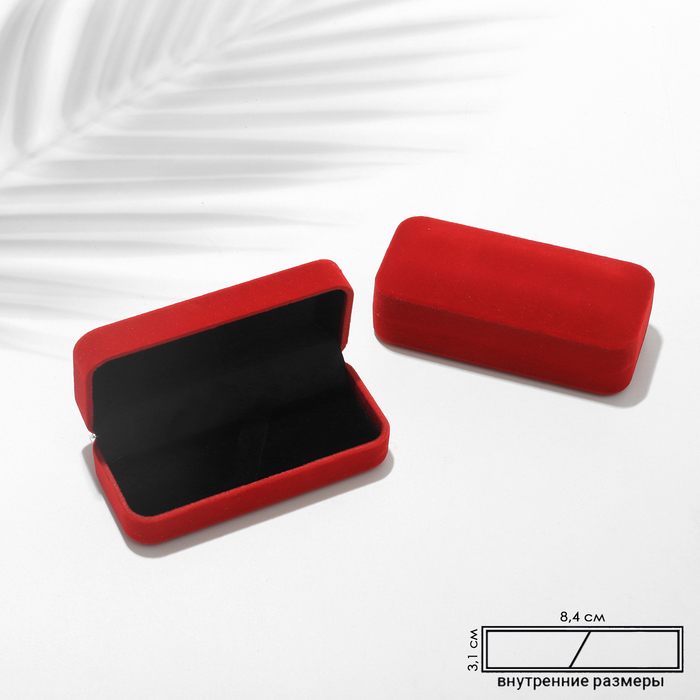 Футляр бархатный под зажим для галстука «Прямоугольник» классика 9×4, цвет красный, вставка чёрная - Фото 1