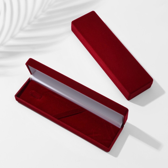 Футляр бархатный под зажим для галстука/кулон «Прямоугольник классический», 16,5×4,5×2,5, цвет красный