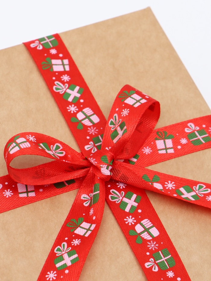 Лента атласная декоративная новогодняя «Подарочки», 1.5 см × 5 м - Фото 1
