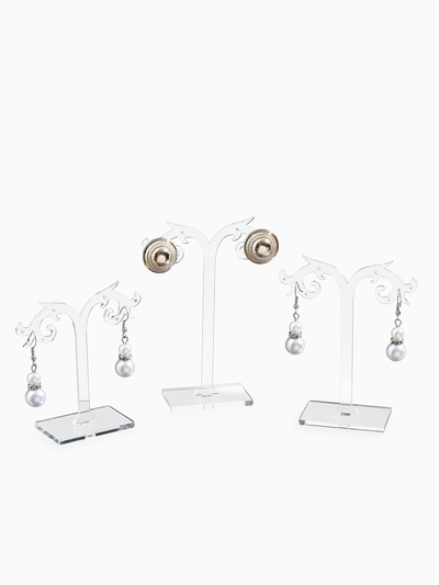 Подставка под серьги «QF. Ажурная», набор 3 шт. h=8.5, 10, 12 см, прозрачная