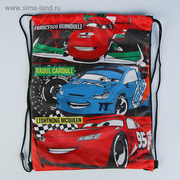 Мешок для обуви 430х340х10 мм Disney Cars, красный/чёрный - Фото 1