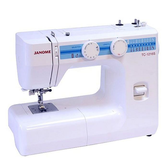Швейная машина Janome TC-1216S, 60 Вт, 16 операций, автомат, бело-голубая