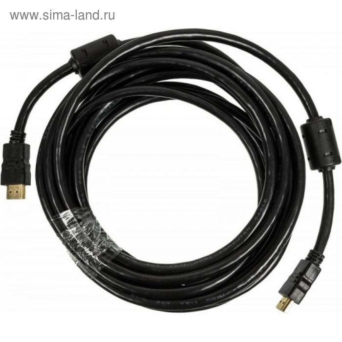 Кабель аудио-видео Ningbo HDMI-5M-MG, HDMI (m), 5 м, феррит.кольца, черный - Фото 1