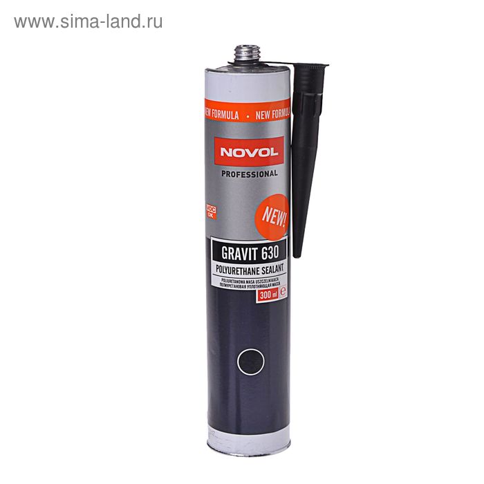 Полиуретановый герметик Novol GRAVIT 630, чёрный, 300 мл 33201 - Фото 1