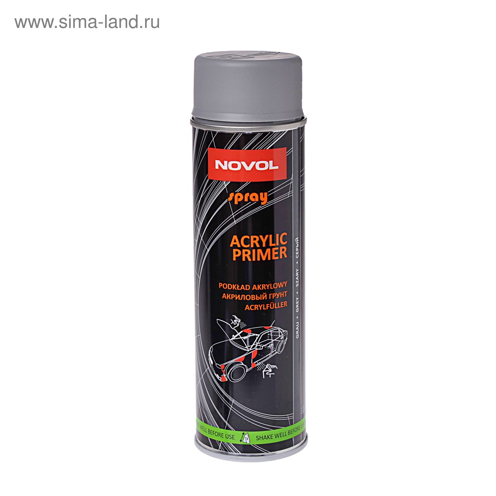 Грунт акриловый Novol SPRAY ACRYLIC PRIMER, серый, 500 мл 34402 (2663911) -  Купить по цене от 1 089.00 руб. | Интернет магазин SIMA-LAND.RU