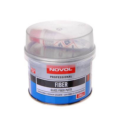 Шпатлёвка со стекловолокном Novol FIBER 200 г + отвердитель 1220