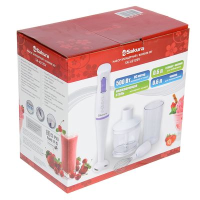 Блендер Sakura SA-6212SV, 700 Вт, DC мотор, 2 скорости, белый