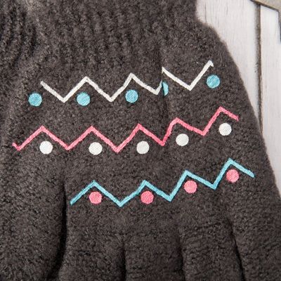 Перчатки молодёжные "Зигзаг", размер 9, цвет серый