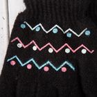 Перчатки молодёжные "Зигзаг", размер 9, цвет чёрный - Фото 2