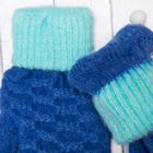 Перчатки молодёжные "Шашки", размер 18 (р-р произв. 9), цвет синий 65577 - Фото 3