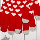 Перчатки молодёжные "Сердечки", размер 10, цвет красный 65548 - Фото 2