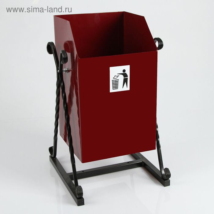 Урна для мусора «Квадратная», уличная, 22 л, бак 0,5 мм, 50×33×33 см, красная - Фото 1