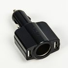 Разветвитель прикуривателя, 2 USB 12/24 В, черный - Фото 1