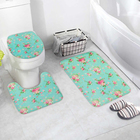 Набор ковриков для ванны и туалета 3 шт 38х44, 39х39, 39х59 см "Розы на голубом" - Фото 1