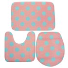 Набор ковриков для ванны и туалета 3 шт 38х44, 39х39, 39х59 см "Шарики" цвет розовый - Фото 1