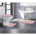 Набор ковриков для ванны и туалета 3 шт 38х44, 39х39, 39х59 см "Шарики" цвет розовый - Фото 2