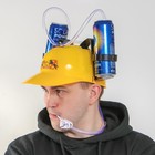 Каска с отверстиями под банки «Работа не волк, в лес не убежит», обхват головы 56-58 см - Фото 3