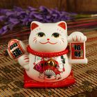 Сувенир кот копилка керамика " Манэки-нэко на подушечке" МИКС 12х16х9,5 см - Фото 1