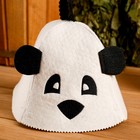 Шапка для бани с детской термопечатью "Панда" с ушками, войлок, 100% шерсть - фото 9856802