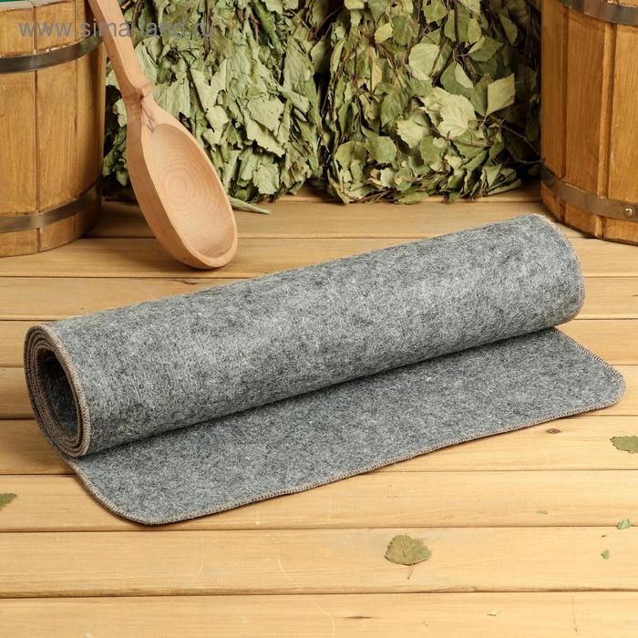 Коврик - лежак для бани и сауны «С лёгким паром», шерсть, полиэстер, серый, «Добропаровъ» - Фото 1