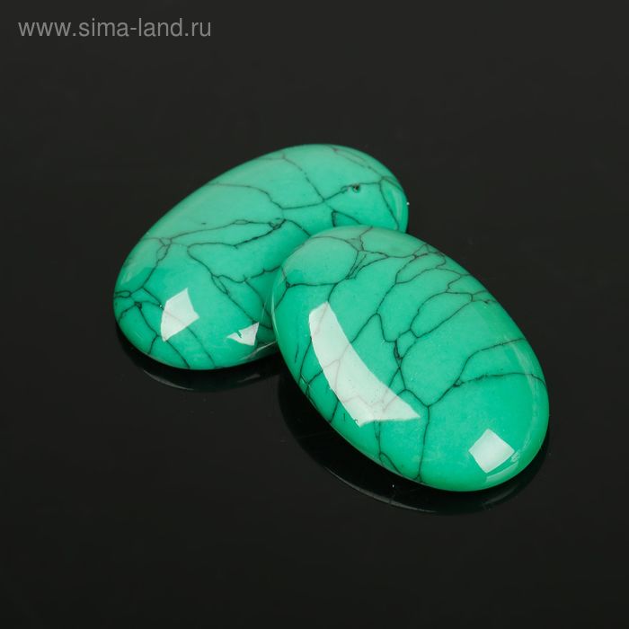 Кабошон овал 20*30мм (набор 2шт), под зеленую бирюзу - Фото 1
