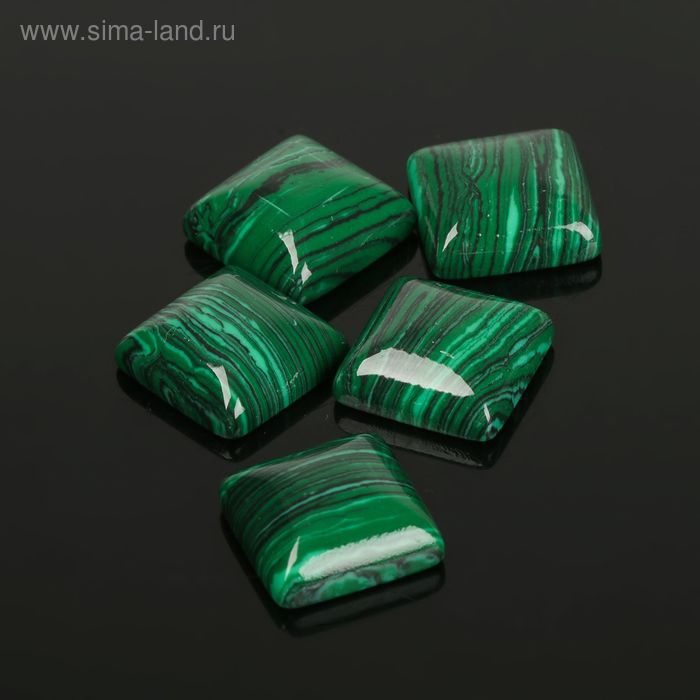 Кабошон квадрат 14*14мм (набор 5шт), под малахит - Фото 1