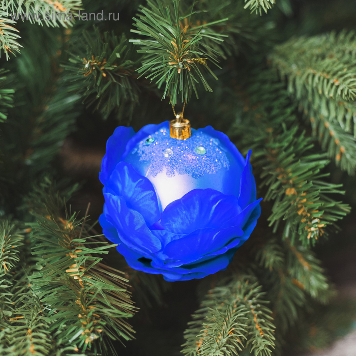 Новогодний ёлочный шар с лепестками, цвет синий - Фото 1
