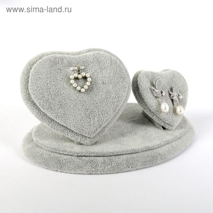 Подставка под украшения "Два сердца", 18*10,5*9 см, цвет серый - Фото 1