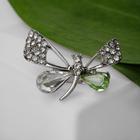 Брошь "Бабочка изящная", цвет бело-зелёный в серебре - фото 318003509