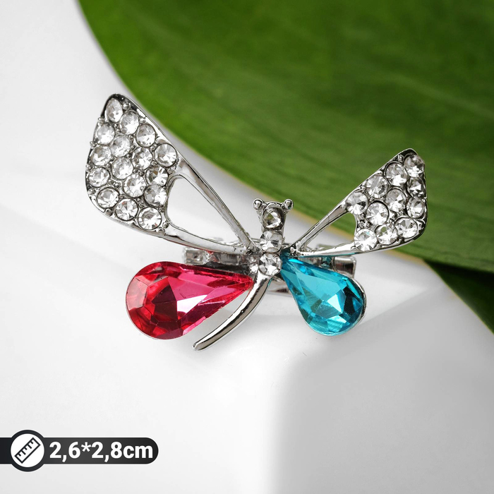 Брошь «Бабочка изящная », цветная в серебре - Фото 1