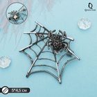 Брошь «Паук в паутине», черно-белая в серебре - Фото 2