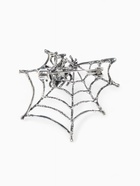 Брошь «Паук в паутине», черно-белая в серебре - Фото 1