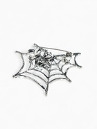 Брошь «Паук в паутине», черно-белая в серебре - Фото 3