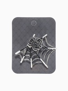 Брошь «Паук в паутине», черно-белая в серебре - Фото 4