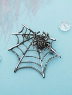 Брошь «Паук в паутине», черно-белая в серебре - Фото 8