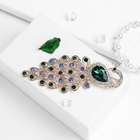 Брошь «Павлин роскошный», цвет сине-зеленый в золоте - Фото 1