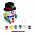 Роспись по керамике — копилка «Снеговик с метлой» + краски 6 цветов по 3 мл, кисть - Фото 1