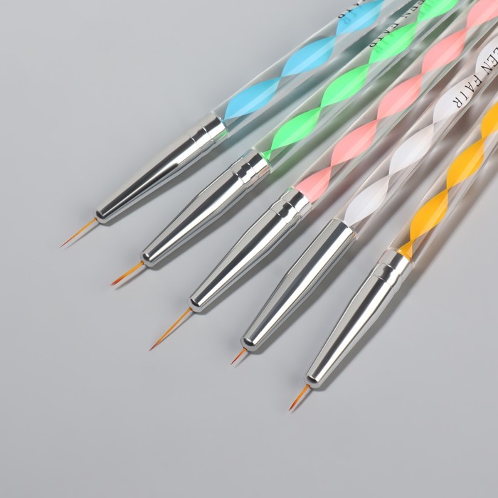 Кисти-дотсы для дизайна ногтей «Волос», 5 шт, 15 см, d = 1/1,5/2/3/ мм 15735